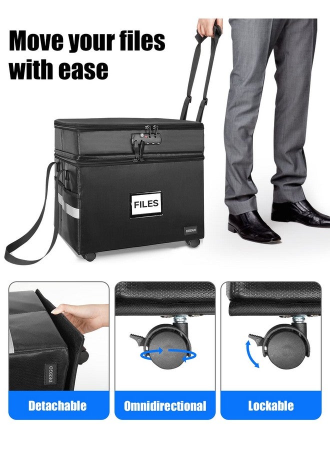 DEEGO Rolling File Box Fireproof Document Box With Wheels Multilayer Waterresistant File Organizer Portable File Cabinet Document Safe Filing Box For Home Office For Hanging Letter/Legal Folder - Image 2
