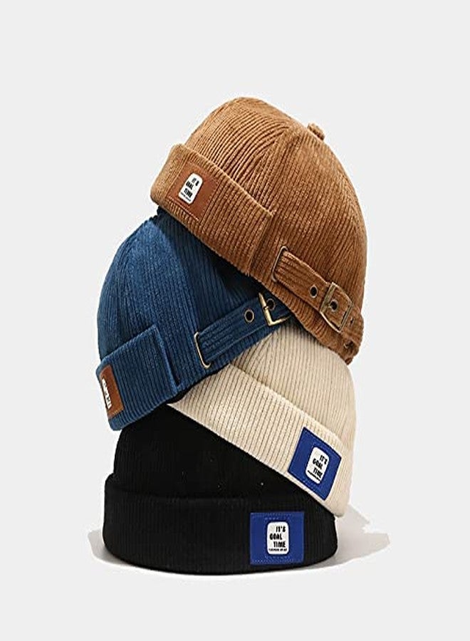 FASHIXD Men Hats Docker Cap Hats Beanie Sailor Cap Worker Hat Rolled Cuff Retro Brimless Hat with Adjustable (DZM92*Khaki) - Image 5