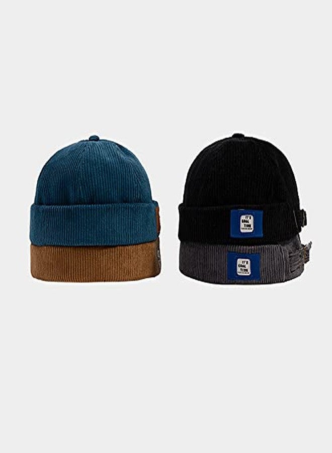 FASHIXD Men Hats Docker Cap Hats Beanie Sailor Cap Worker Hat Rolled Cuff Retro Brimless Hat with Adjustable (DZM92*Khaki) - Image 4