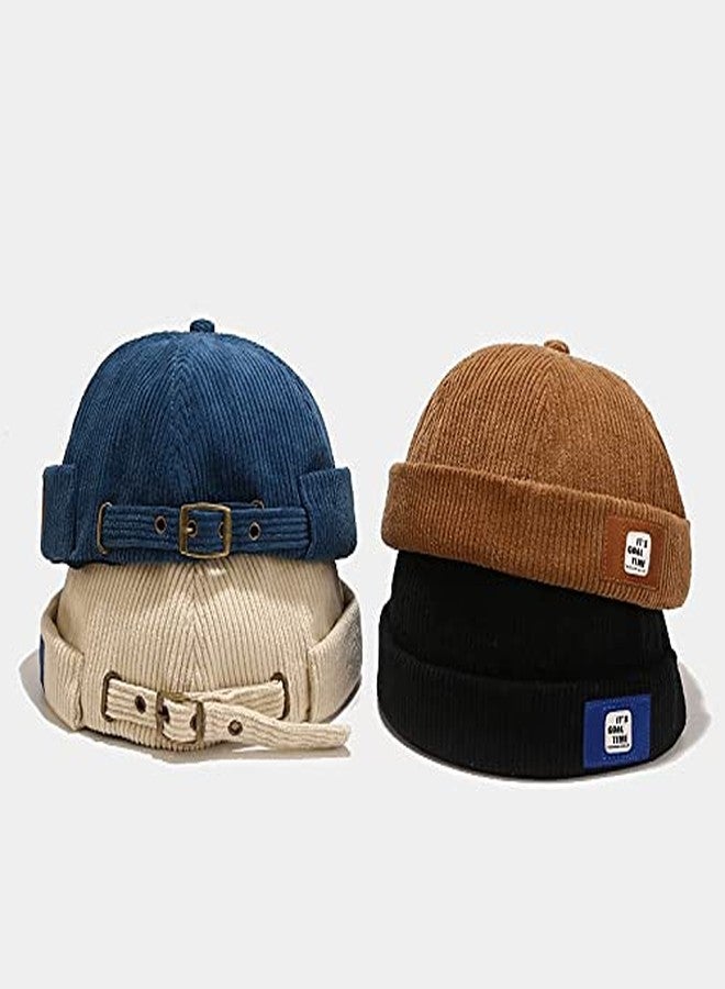 FASHIXD Men Hats Docker Cap Hats Beanie Sailor Cap Worker Hat Rolled Cuff Retro Brimless Hat with Adjustable (DZM92*Khaki) - Image 3