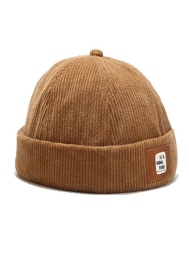 FASHIXD Men Hats Docker Cap Hats Beanie Sailor Cap Worker Hat Rolled Cuff Retro Brimless Hat with Adjustable (DZM92*Khaki) - Image 2
