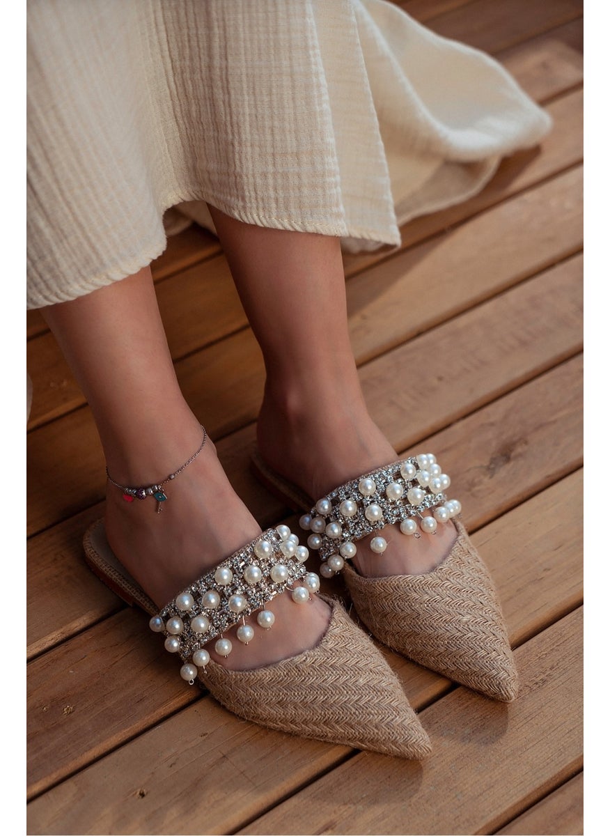 Nişantaşı Shoes Fomax Wicker Pearled Women's Slippers  - Image 2