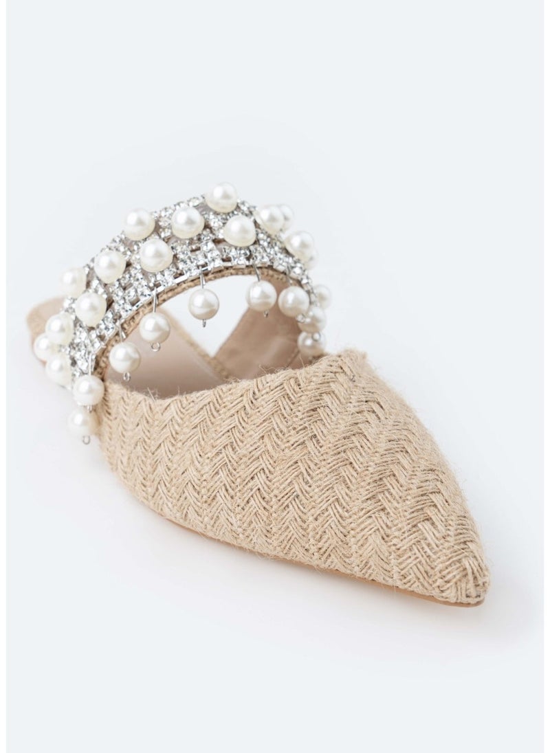 Nişantaşı Shoes Fomax Wicker Pearled Women's Slippers  - Image 1