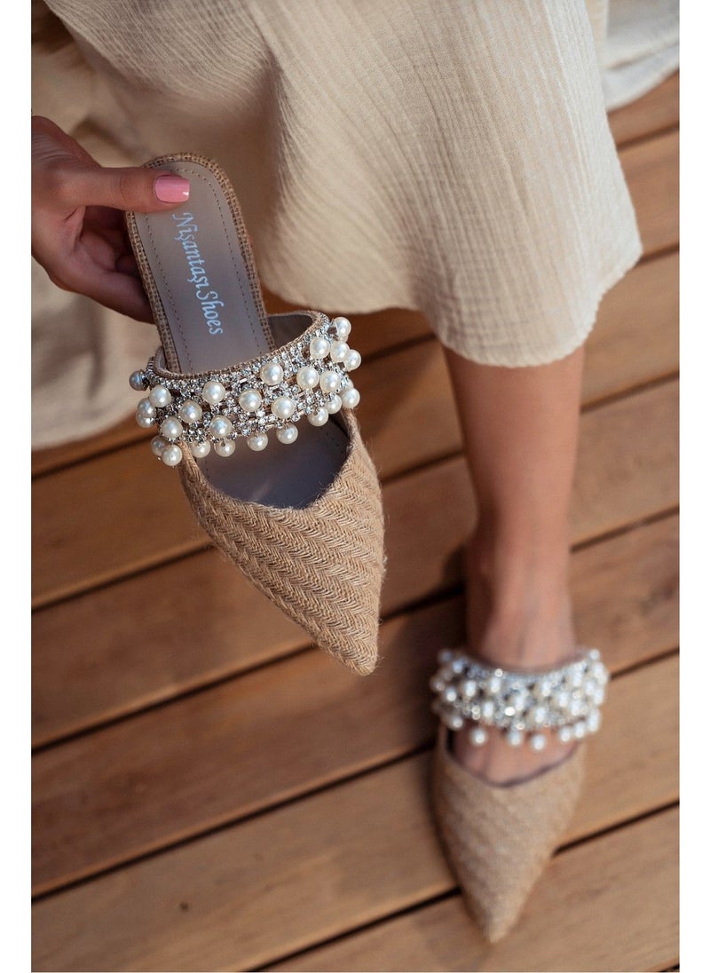 Nişantaşı Shoes Fomax Wicker Pearled Women's Slippers  - Image 5