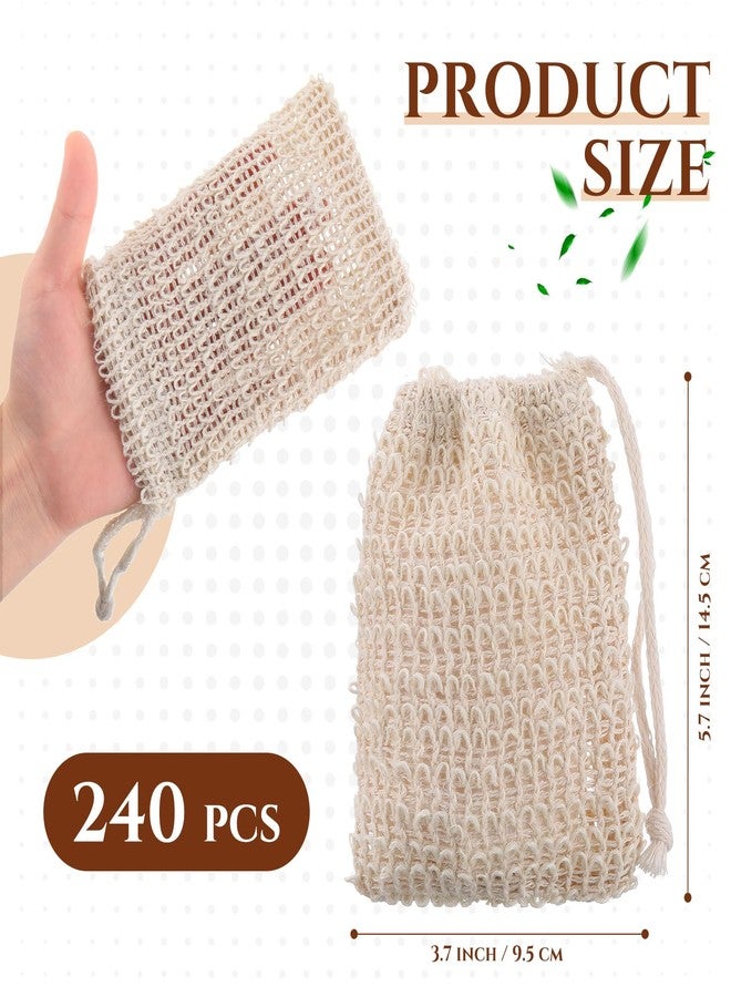 Rtteri 240 Pcs Soap Exfoliating Bag, Natural Sisal Soap Pouch Saver Body Shower Bar Mesh Body Net with Drawstring for Foaming and Drying - Image 2