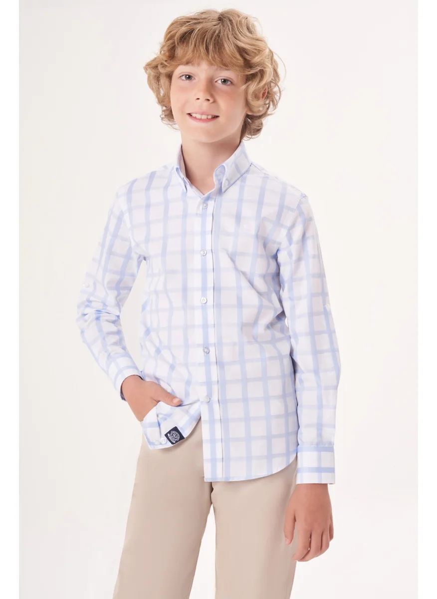 Bisse Men's Regular Fit Long Sleeve Kids Shirt BLUE GM23Y231169_D35