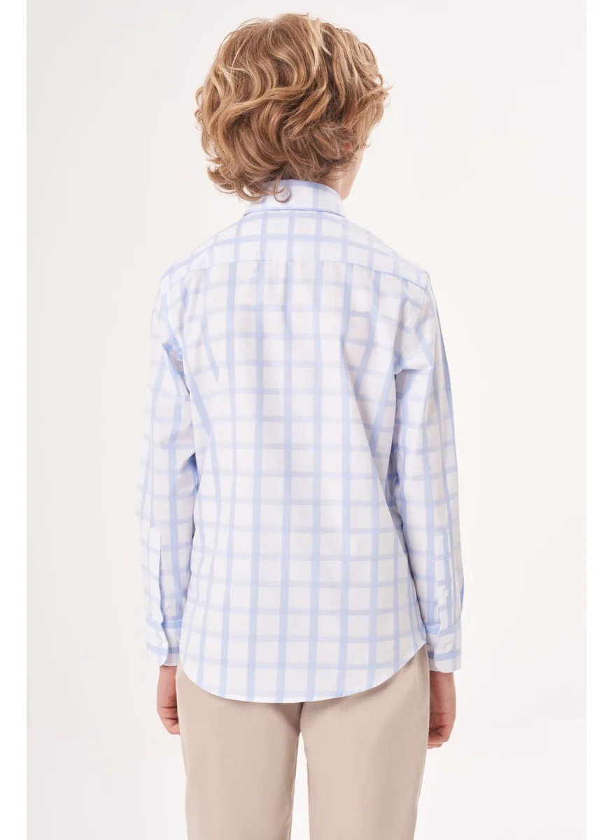 Bisse Men's Regular Fit Long Sleeve Kids Shirt BLUE GM23Y231169_D35