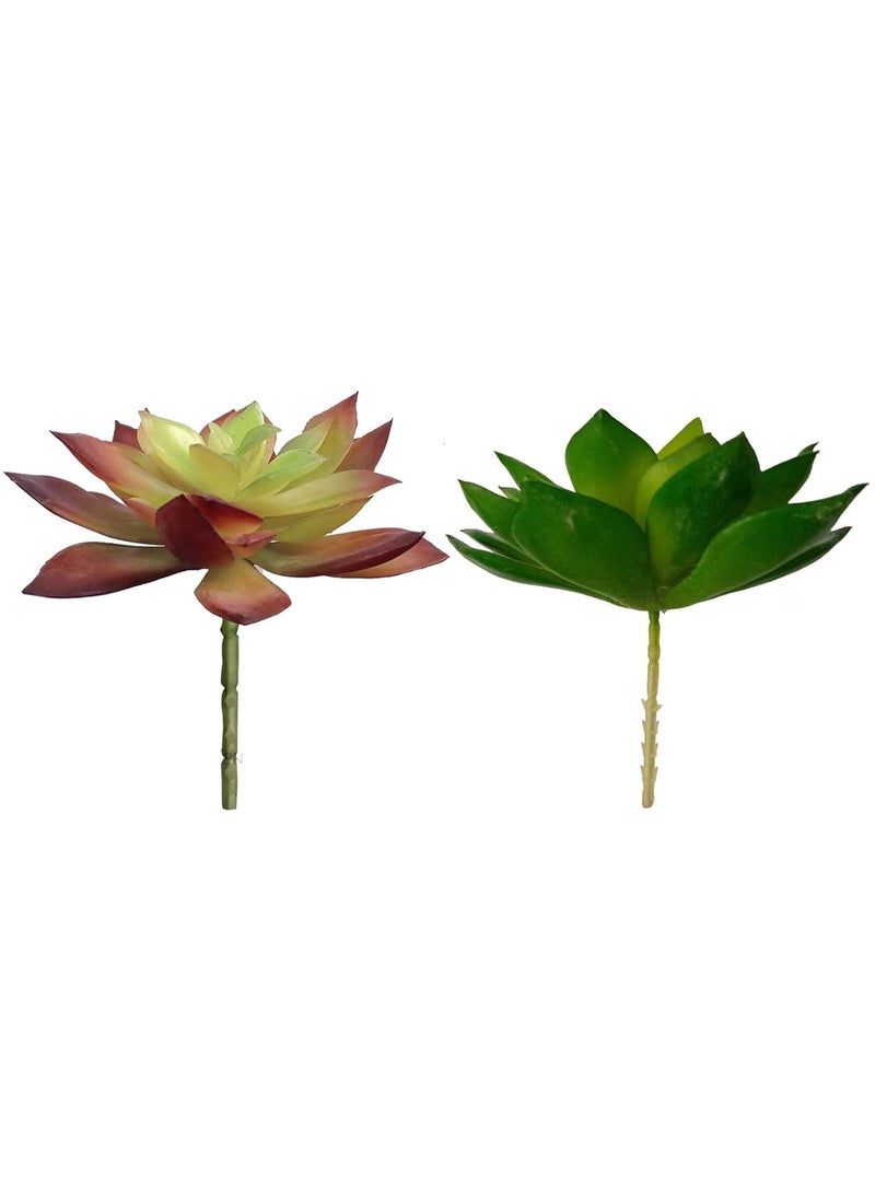 GARDEN DECO GARDEN DECO Artificial Small Succulent Plant for Home Office Indoor or Outdoor Decoration Set of 2 Pcs MulticolorHigh Real Appearance  - Image 1