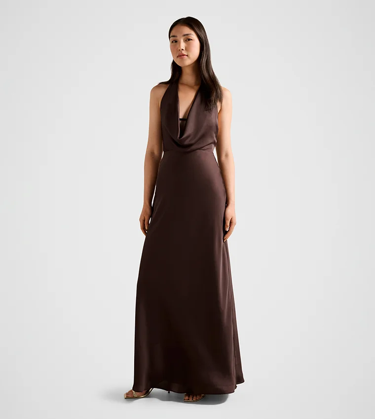 forever new Becca Cowl Halter Satin Gown