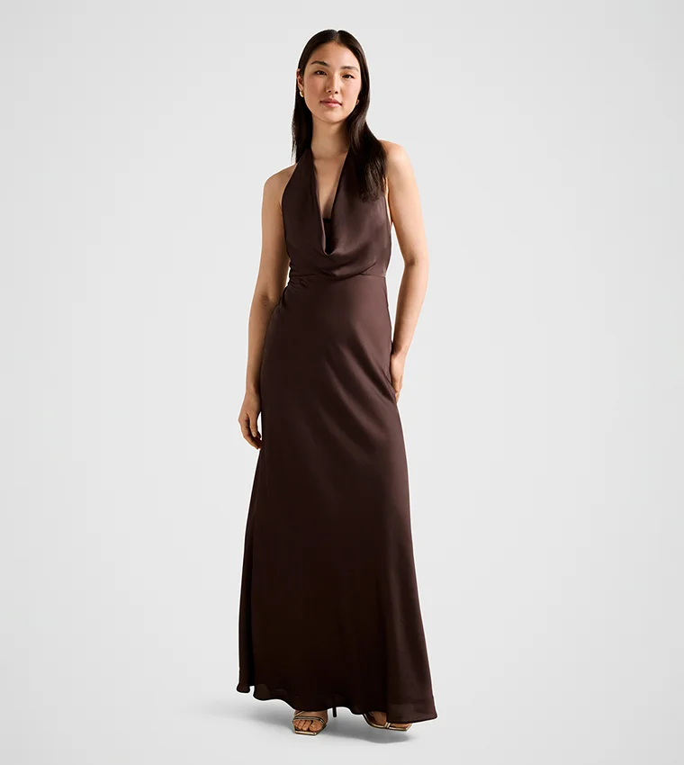 forever new Becca Cowl Halter Satin Gown
