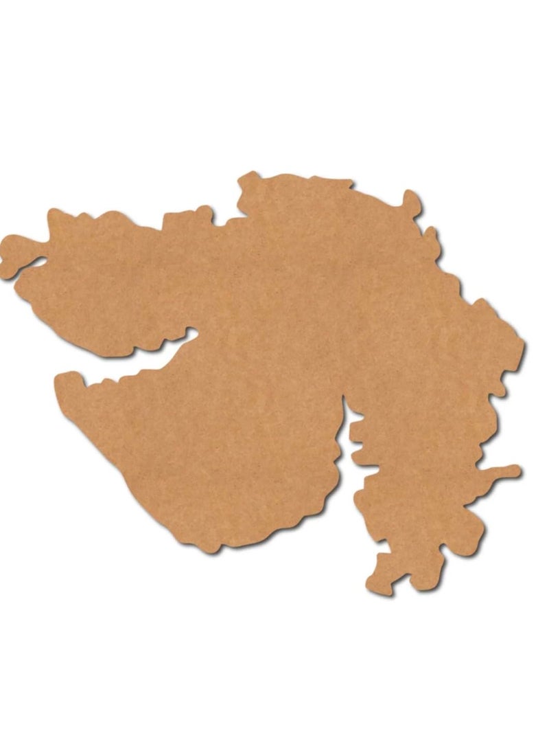 CUT N FIT CUT N FIT Gujarat Map Wall Decor Cutout 7 inch 6mm thickness MDF Material Brown 