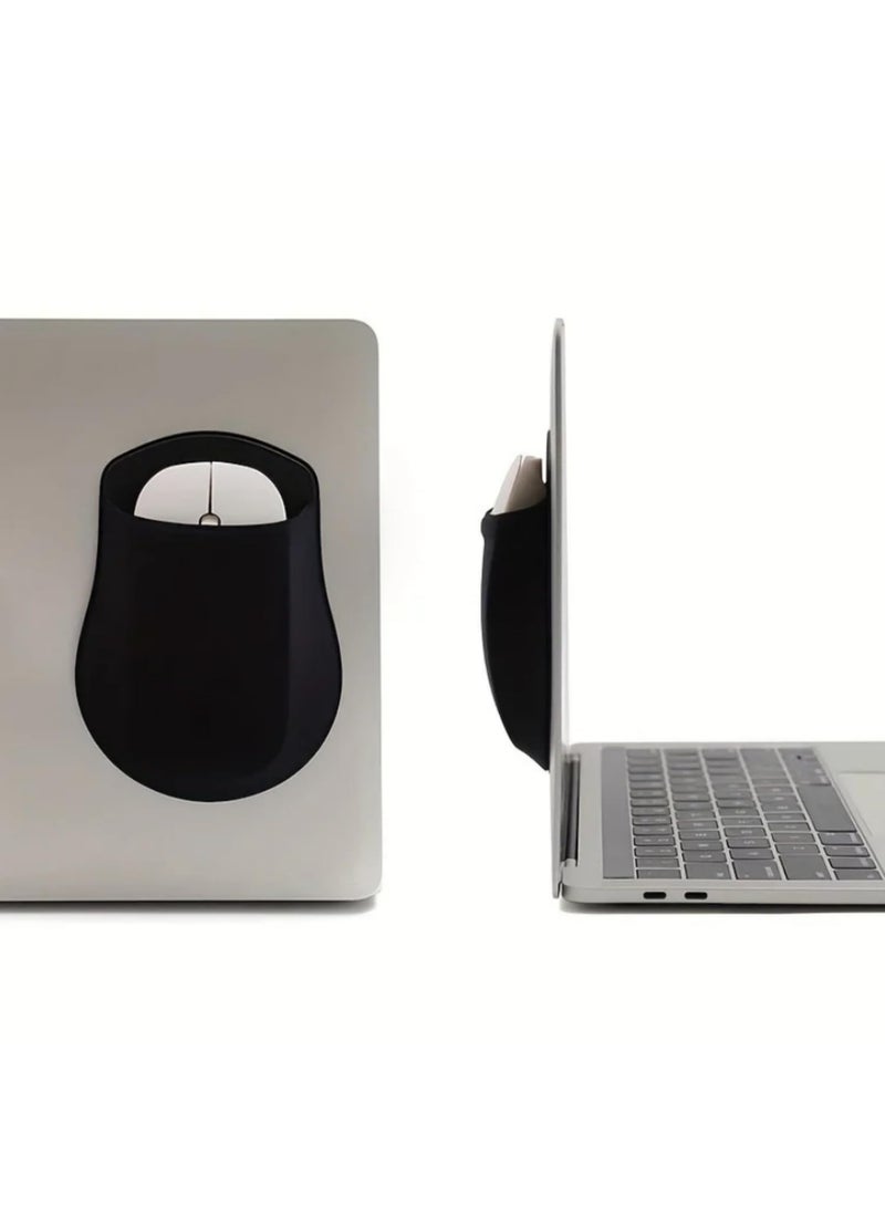 1 pcs Universal Stick On Mouse Pouch with Reusable Adhesive Slim Holder for Laptop Storage Bag Elastic Cable Organizer Cover Hard Sticker Pad - Image 1