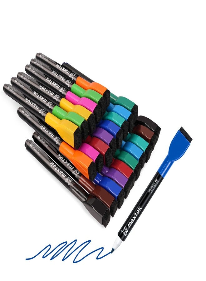 ماكتيك أقلام ماكستك المغناطيسية للمسح الجاف برأس رفيع، أقلام سبورة بيضاء مع ممحاة، 24 قلمًا ملونًا رفيع الرأس للمسح الجاف للأطفال، أقلام مسح جاف رفيعة قليلة الرائحة للوحات التقويم - Image 1