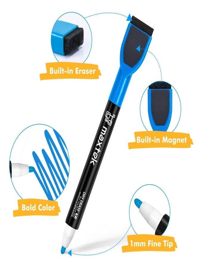 ماكتيك أقلام ماكستك المغناطيسية للمسح الجاف برأس رفيع، أقلام سبورة بيضاء مع ممحاة، 24 قلمًا ملونًا رفيع الرأس للمسح الجاف للأطفال، أقلام مسح جاف رفيعة قليلة الرائحة للوحات التقويم - Image 2