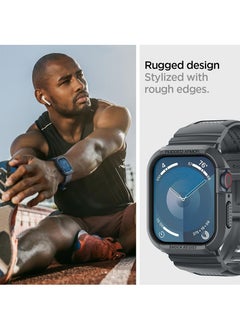 Spigen Rugged Armor Pro for Apple Watch Series 9 / 8 /7 (45mm) and Series 6/SE2/SE/5/4 (44mm) Band with Case Cover - Dark Gray  - Image 5