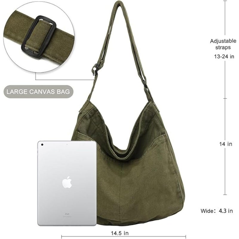 FUOCO Aesthetic one side bag for men | messenger side bag for men Women Vintage Canvas Crossbody Shoulder handbags Office slim bags Laptop Bag - Image 3