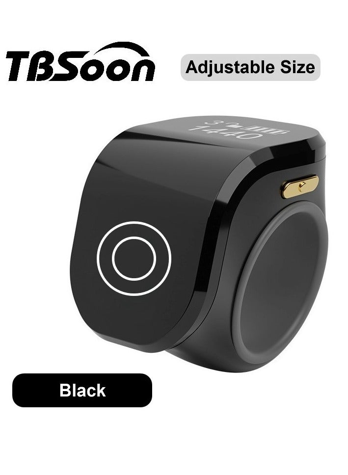 Large Screen Prayer Smart Ring, Lucky Ring, Smart Tasbih Beads Ring, Large Battery, Large OLED Display, with Prayer Counters, Fashionable, Cool, Perfect for Daily Wear and Gift Giving, Man and Women Samrt Ring, TBSoon iQIBLA Zikr Ring - Image 1