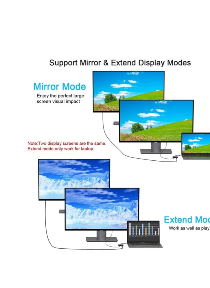 Chixing محول USB C إلى HDMI VGA، محول USB Type C إلى VGA HDMI Thunderbolt 3 VGA لجهاز MacBook Pro/iPad Pro/Air 2020 2019 2018، Dell XPS 13/15، Surface Pro، Galaxy S8/S9، Huawei P20  - Image 4