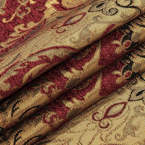 Loom and Mill Luxury Chenille Valances for Living Room Window, Classic Damask Jacquard Chenille Window Treatment Valances with Tassels, Rod Pocket Blackout Short Curtain 1 Panel, 54” x 18”, Red - Image 5
