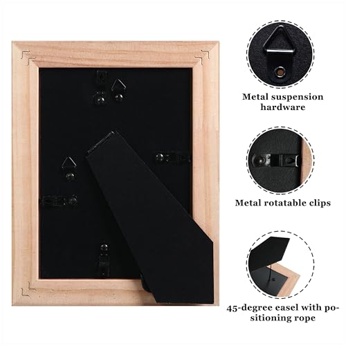 CORE ART 5x7 Picture Frame, Handmade Wood Rustic Gray Photo Frame Set of 2, High Definition Semi-tempered Glass Wall or Tabletop Display - Image 3