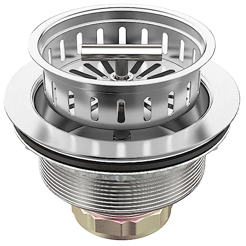 BOTEMY B9171 Kitchen Sink Drain 3 1/2 Inch Kitchen Sink Drain Strainer Assmebly Kit Stainless Steel Sink Strainer Basket/Drain Stopper for 3.5'' Standard American Drain Hole (Brushed) - Image 1