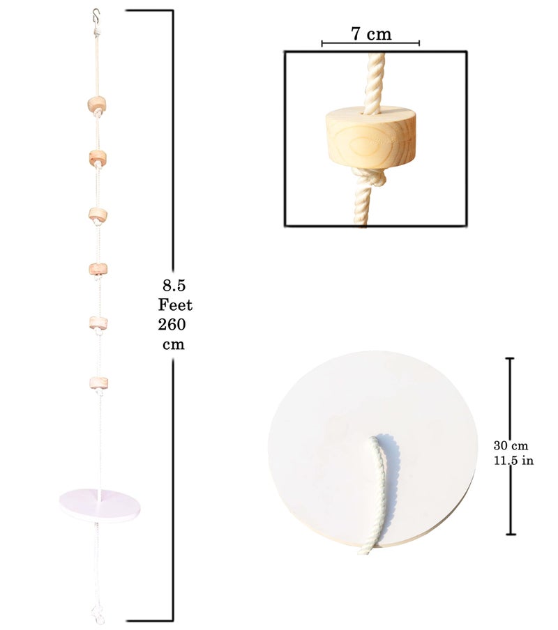 HOMECUTE Wooden Climbing Rope Tree Swing with Platforms and Disc Swings Set, Outdoor Accessories for Kids, Trees House Tire Saucer Swing, Playground Swing Set., 30 cm, 260 cm - Image 5