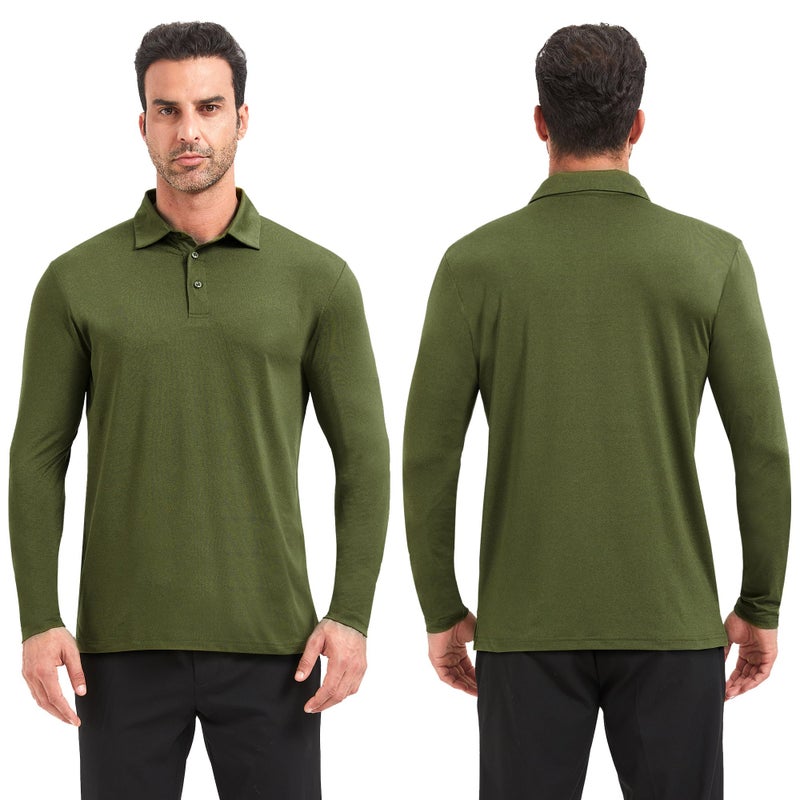 TVKSOM 5 Pack Polo Shirts for Men Long Sleeve Quick Dry Mens Polo Shirts Golf T Shirt Moisture Wicking Casual Workout - Image 4