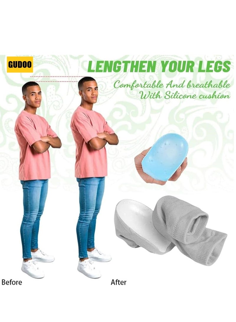 GUDOO 1 Pair Height Max Socks Height Max Insoles Invisible Height Increase Insole Invisible Shoe Lift Heel Pads Gel Shoe Inserts Shoe Insert Height Increase Socks for Women Men - Image 2