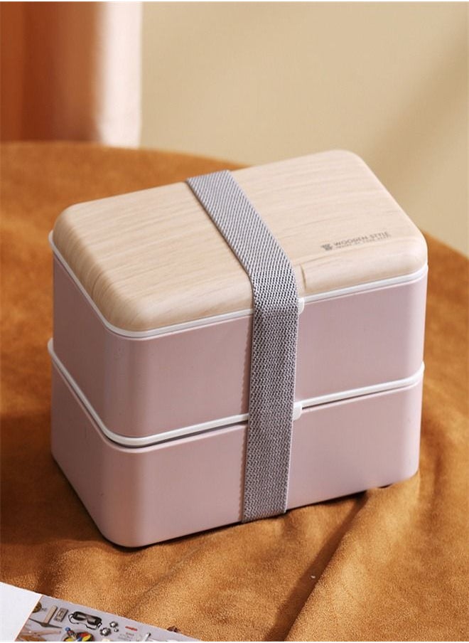 Loquat 1200ML Plastic Double Sealed Compartment Lunch Box Pink 