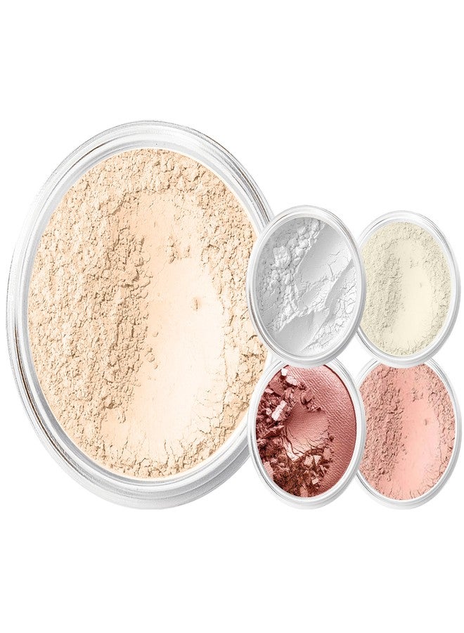 Sweet Face Minerals Mineral Makeup Starter Kit for Beginners - Full Size Foundation with Sample Size Veil Primer, Blush, Bronzer & Setting Powder - Matte Finish Essentials Set (FAIR 1) - Image 1