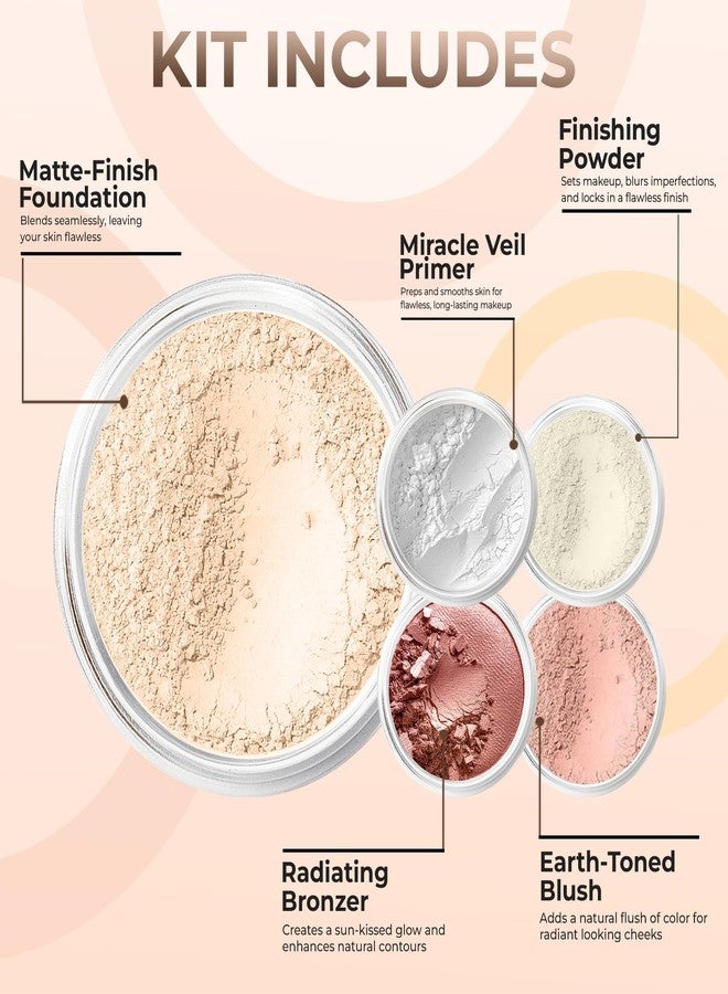 Sweet Face Minerals Mineral Makeup Starter Kit for Beginners - Full Size Foundation with Sample Size Veil Primer, Blush, Bronzer & Setting Powder - Matte Finish Essentials Set (FAIR 1) - Image 2