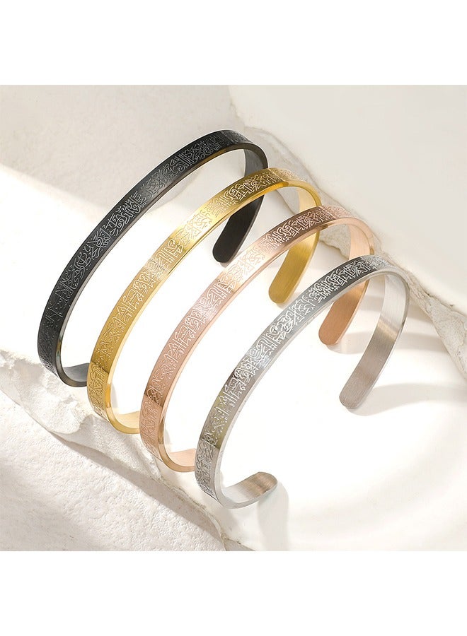 سوار من الفولاذ المقاوم للصدأ مع نقش عميق - Image 1