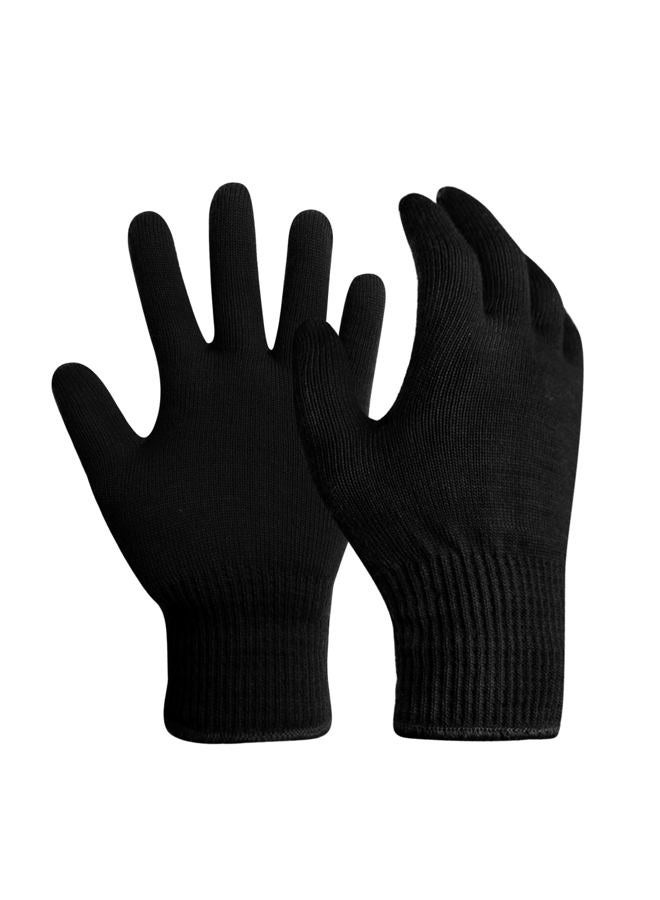 Evridwear Unisex Men Women Merino Wool String Knit Liner Gloves Provide Warmth Cool and Cold Seasons Skiing, Snowboarding, Cycling, Running, Climbing (Black M) - Image 1