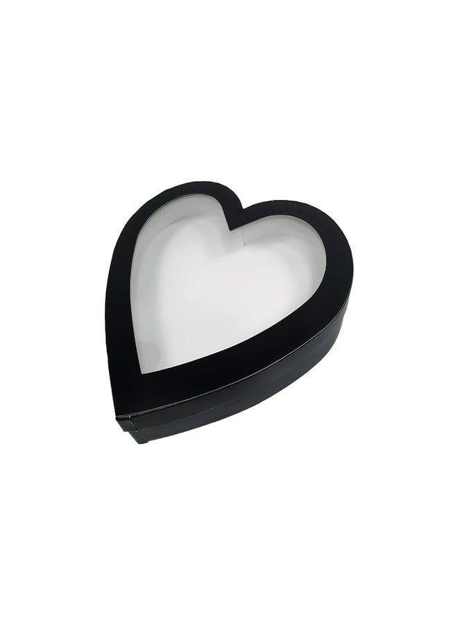 WENPACK 12inch Heart Shaped Gift Box With lid for Valentine's Day Charcuterie Sweet Food Birthday Treat (Black - Image 3
