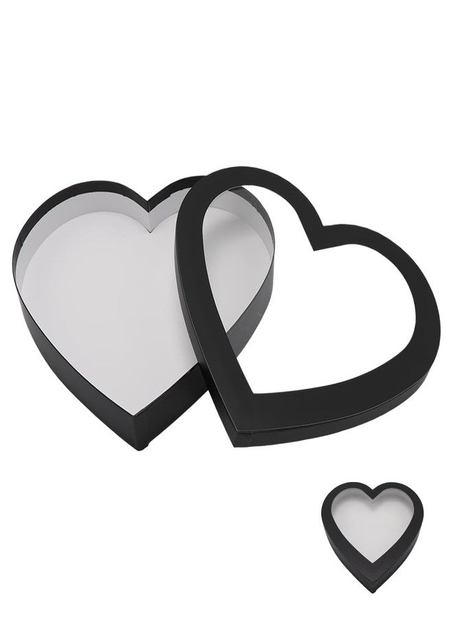 WENPACK 12inch Heart Shaped Gift Box With lid for Valentine's Day Charcuterie Sweet Food Birthday Treat (Black - Image 2