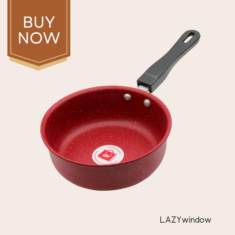 LAZYwindow Nonstick Baby Sauce Pan/Frying Pan 17cm Dia & Tea Stainer, (Base Colour Maroon) Pack of 1 - Image 3