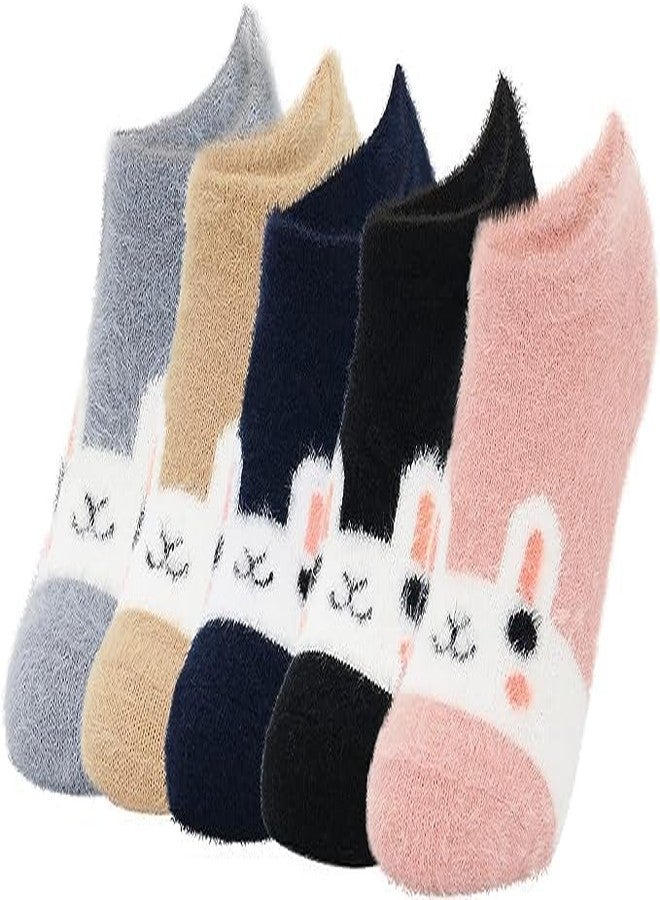 Zeki Woolen Fuzzy Cute Cartoon Cat face Winter Socks For Girls -Cozy Socks for Girl, Cute Socks, Warm Socks (Pack Of 3) - Image 1