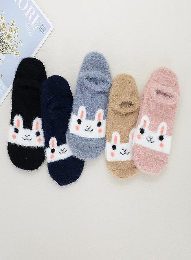 Zeki Woolen Fuzzy Cute Cartoon Cat face Winter Socks For Girls -Cozy Socks for Girl, Cute Socks, Warm Socks (Pack Of 3) - Image 5