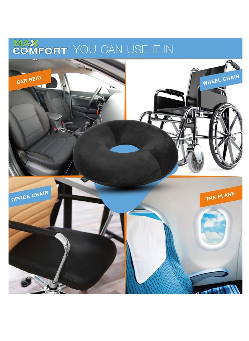 ماكس كمفورت وسادة بواسير دائريه من الميموري فوم , مقعد طبي لمكافحه الام البواسير , لون كحلي - Image 5