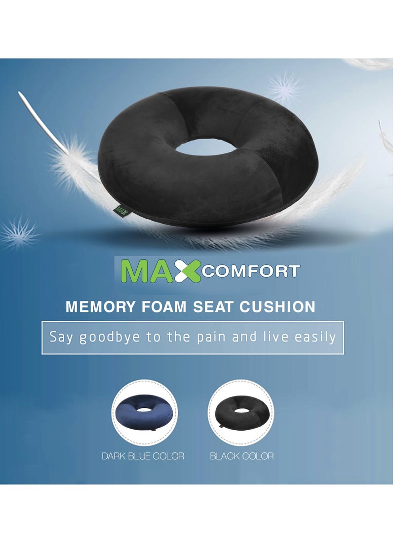 ماكس كمفورت وسادة بواسير دائريه من الميموري فوم , مقعد طبي لمكافحه الام البواسير , لون كحلي - Image 4