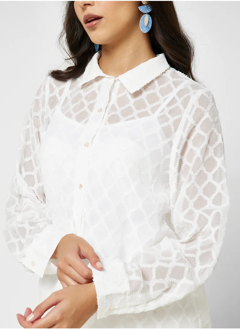 ELLA Sheer Button Down Top