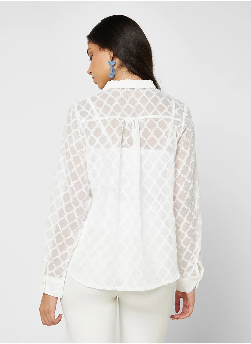 ايلا Sheer Button Down Top