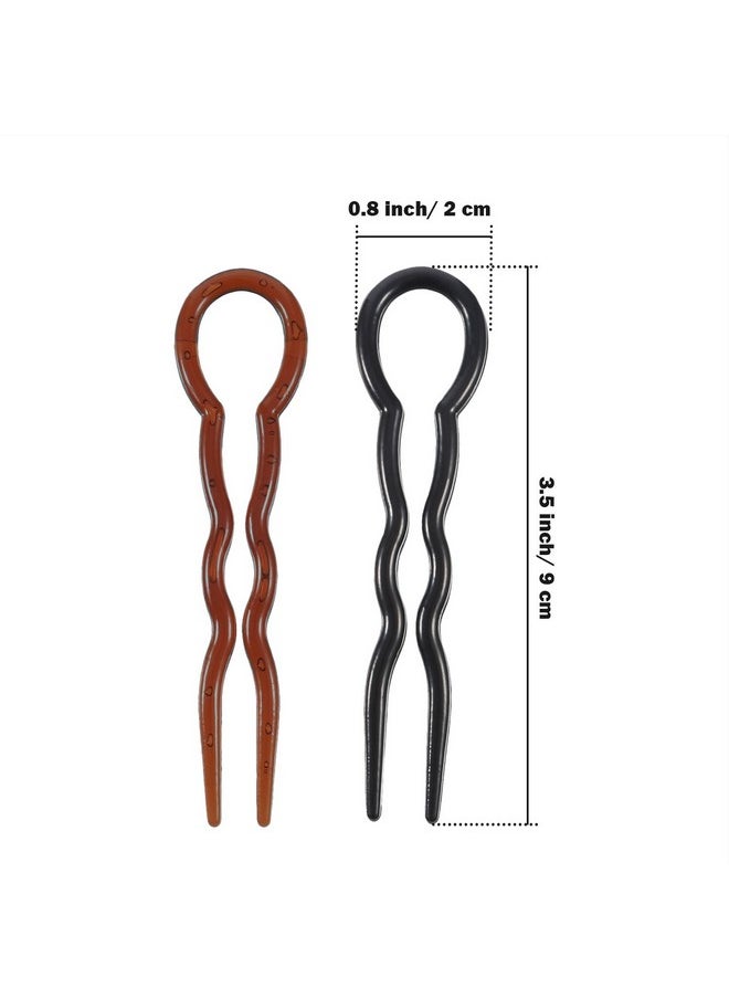 Bememo Bememo 20 Pieces Grip Hair Pins for Thick Hair U Shaped Hair Pin French Simple Fast Spiral Hair Braid Twist Styling Clip Pin for Lady Women, Black and Brown  - Image 2