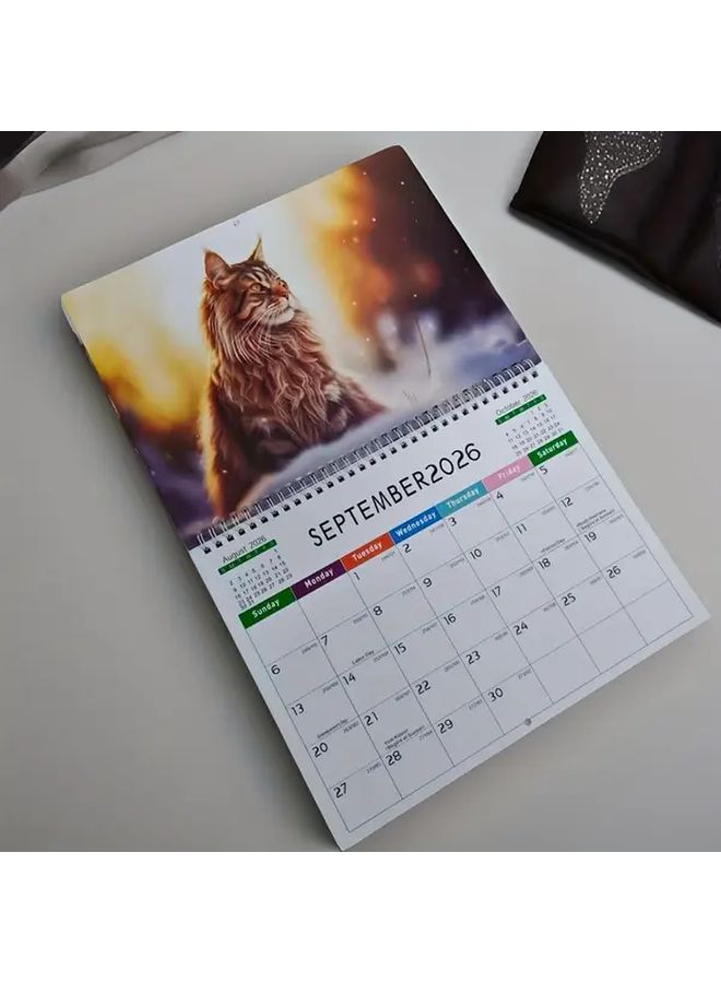 2026 Cute Cat Wall Calendar A4 Desktop Monthly Planner For Home Office School