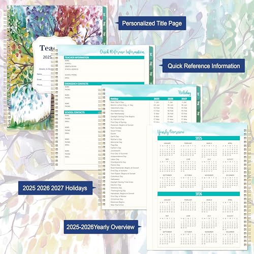 Coboll Teacher Planner 2025-2026 - Academic Planner 2025-2026, JUL. 2025 - JUN. 2026, 8.5'' x 11'', with Monthly Coated Tabs + Inner Pocket - Image 5