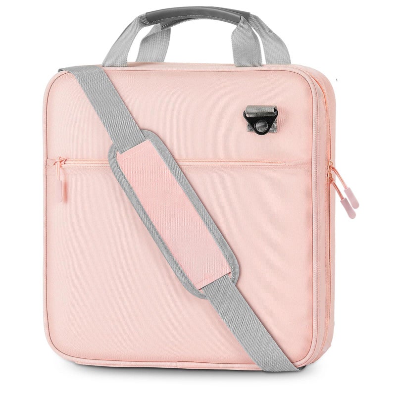 MoKo Zipper Binder, 2 Inch 3 Ring Binder with Zipper,500 Sheets Capacity Zipper Binders with Shoulder Strap & Handle,Multi-Pocket Zipper Bag Organizer for Middle School, Pink & Gray - Image 1