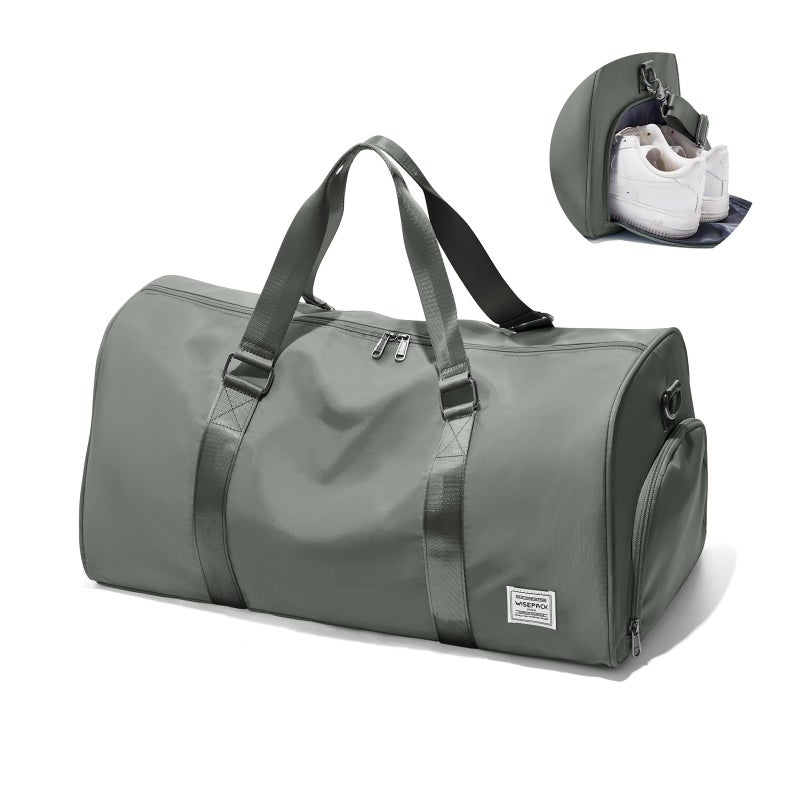 WISEPACK Gym Bag for Men Women with Shoe Compartment,Small Travel Duffle Bags for Traveling Overnight Weekender Personal Item Travel Bag Large Sport Workout Bag Dark Green - Image 1