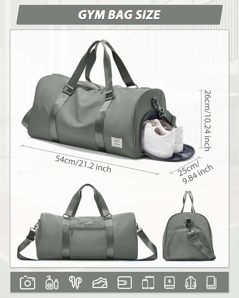 WISEPACK Gym Bag for Men Women with Shoe Compartment,Small Travel Duffle Bags for Traveling Overnight Weekender Personal Item Travel Bag Large Sport Workout Bag Dark Green - Image 3