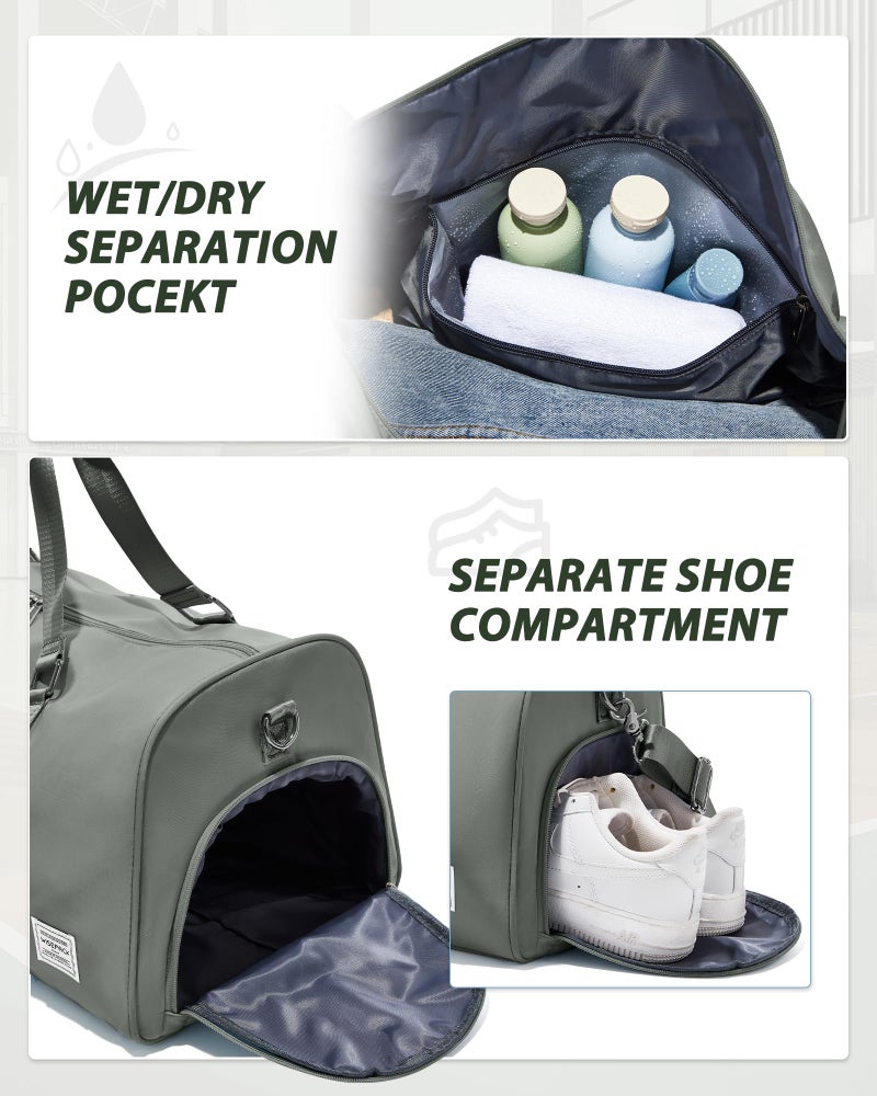 WISEPACK Gym Bag for Men Women with Shoe Compartment,Small Travel Duffle Bags for Traveling Overnight Weekender Personal Item Travel Bag Large Sport Workout Bag Dark Green - Image 5