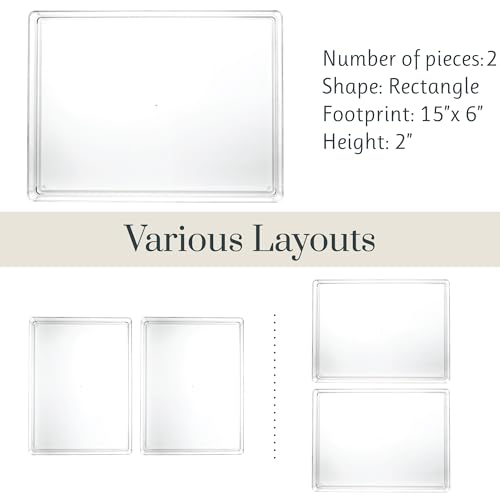 STORi SimpleSort 2-Piece Stackable Clear Drawer Organizer Set | 12" x 9" x 2" Rectangle Trays | Wide Makeup Vanity Storage Bins and Office Desk Drawer Dividers | Made in USA - Image 5